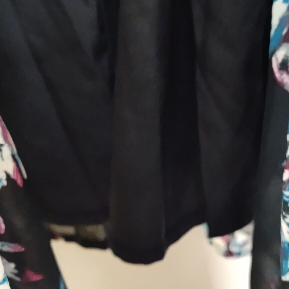 Studio A Mini Dress Women Size XL Black Floral Long Sleeve Modest Boho Party - Picture 6 of 9